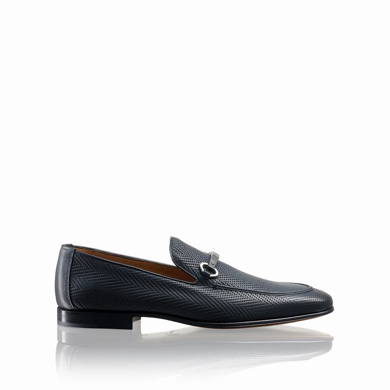 Russell & Bromley Pluto Mens Slip-On Trimmed Loafers Blue |HVM8561JI|